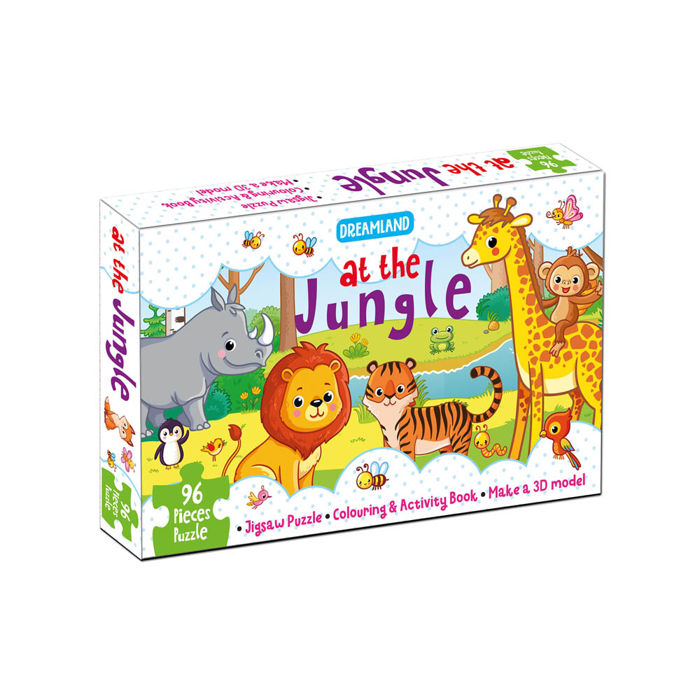 At the Jungle Jigsaw Puzzle for Kids – 96 Pcs | With Colouring & Activity Book and 3D Model