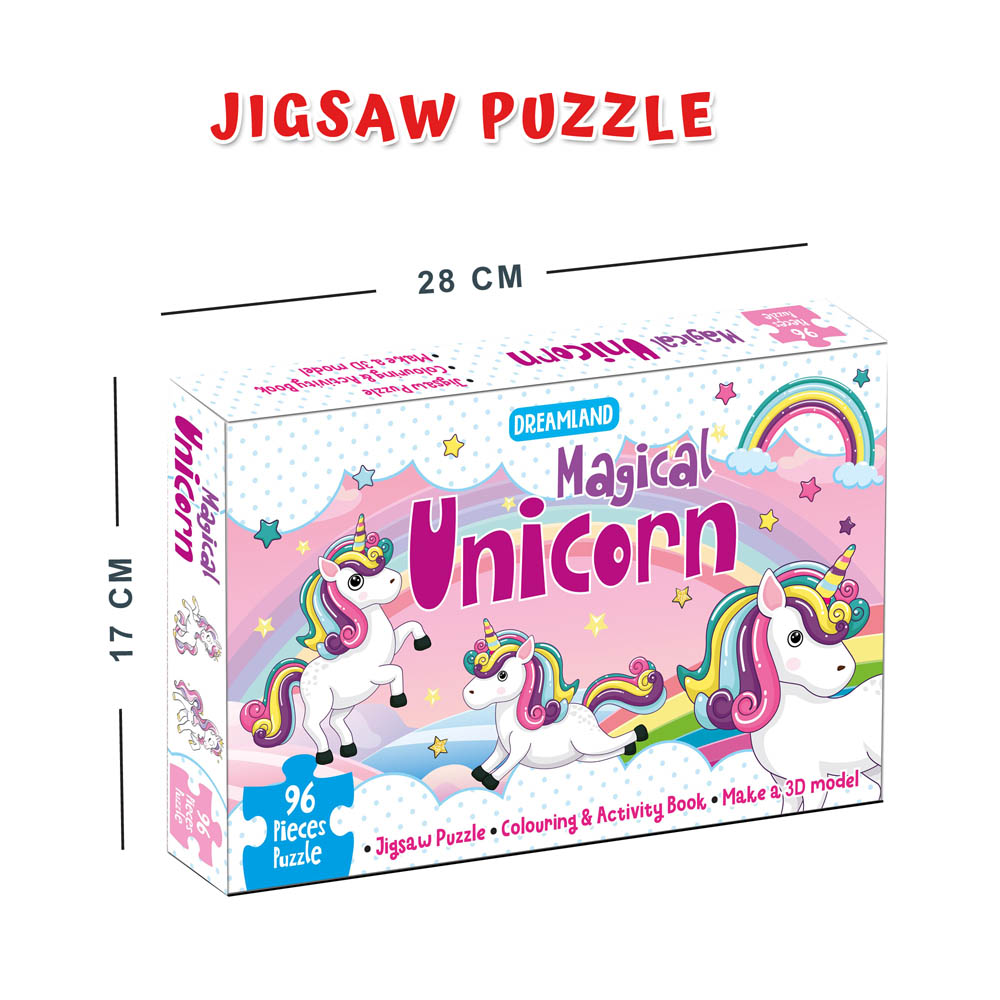 Magical Unicorn Jigsaw Puzzle for Kids – 96 Pcs | With Colouring & Activity Book and 3D Model - Image 2