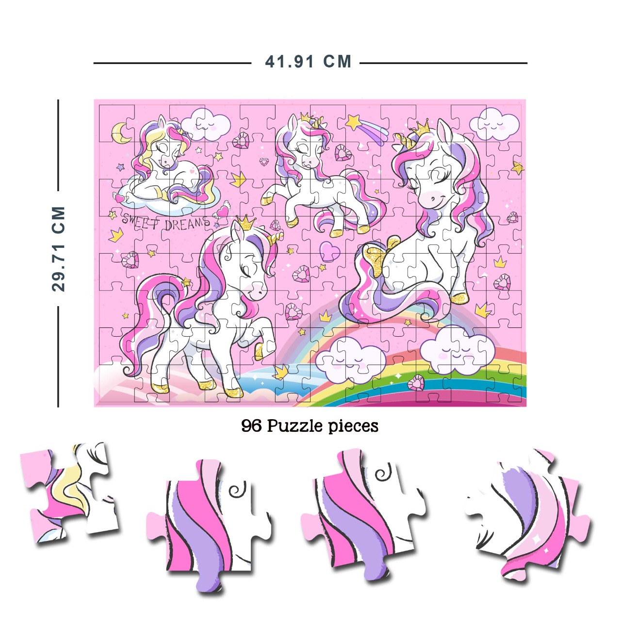 Magical Unicorn Jigsaw Puzzle for Kids – 96 Pcs | With Colouring & Activity Book and 3D Model - Image 3